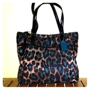 Authentic coach leopard print tote bag